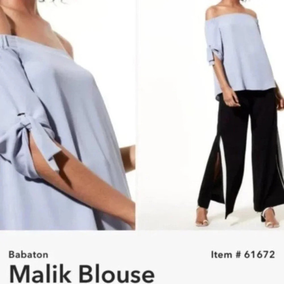 Aritzia Babaton Women's Blouse Malik Top Off The Shoulders Tie Sleeve Purple XS - Picture 11 of 16